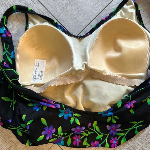 Vintage MAILLOT BALTEX Canadian One-Piece black Floral Swimsuit - Picture 8 of 10